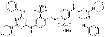 structure of CAS# 16090-02-1, Fluorescent brightener 71;Fluorescent brightener 260; Disodium 4,4'-bis[(4-anilino-6-morpholino-1,3,5-triazin-2-yl)amino]stilbene-2,2'-disulphonate