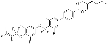 反式-5-丁基-2-[4'-[[3,5-二氟-4-[(1,1,2,3,3-五氟-2-丙烯-1-基)氧基]苯氧基]二氟甲基]-3',5'-二氟[1,1'-联苯]-4-基]-1,3-二恶烷分子结构 (CAS 1609652-65-4)