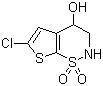 structure of CAS# 160982-16-1, (S)-3,4-Dihydro-6-chloro-4-hydroxy-2H-thieno[3,2-e]-1,2-thiazine-1,1-dioxide