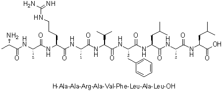 L-Alanyl-L-alanyl-L-arginyl-L-alanyl-L-valyl-L-phenylalanyl-L-leucyl-L-alanyl-L-leucine molecular structure (CAS 160983-12-0)