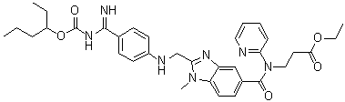 N-[[2-[[[4-[[[(1-Ethylbutoxy)carbonyl]amino]iminomethyl]phenyl]amino]methyl]-1-methyl-1H-benzimidazol-5-yl]carbonyl]-N-2-pyridinyl-beta-alanine ethyl ester molecular structure (CAS 1610758-22-9)
