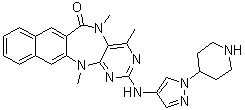 5,13-Dihydro-4,5,13-trimethyl-2-[[1-(4-piperidinyl)-1H-pyrazol-4-yl]amino]-6H-naphtho[2,3-e]pyrimido[5,4-b][1,4]diazepin-6-one molecular structure (CAS 1613724-42-7)