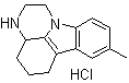 structure of CAS# 16154-78-2, Pirlindole hydrochloride;2,3,3a,4,5,6-Hexahydro-8-methyl-1H-pyrazino[3,2,1-jk]carbazole monohydrochloride