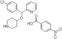 结构式 CAS# 161558-45-8, 4-[(4-氯苯基)-2-吡啶基甲氧基]哌啶对硝基苯甲酸盐