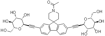 structure of CAS# 1616113-45-1, 8,8'-(1'-Acetylspiro[9H-fluorene-9,4'-piperidine]-2,7-diyl)bis[2,6-anhydro-7,8-dideoxy-D-glycero-D-manno-oct-7-ynitol]