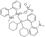 (SP-4-3)-[2'-(Dicyclohexylphosphino)-N,N-dimethyl[1,1'-biphenyl]-2-amine](methanesulfonato)[2'-(methylamino)[1,1'-biphenyl]-2-yl]palladium molecular structure (CAS 1621274-13-2)