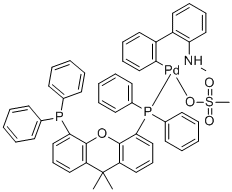 structure of CAS# 1621274-19-8, (SP-4-3)-[[5-(diphenylphosphino)-9,9-dimethyl-9H-xanthen-4-yl]diphenylphosphine-κP](methanesulfonato-κO)[2'-(methylamino-κN)[1,1'-biphenyl]-2-yl-κC]-Palladium;XantPhos Pd G4