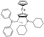 (1S)-1-(二环己基膦)-2-[(1S)-1-(二苯基膦)乙基]二茂铁分子结构 (CAS 162291-01-2)