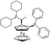 (S)-(+)-1-[(R)-2-(Diphenylphosphino)ferrocenyl]ethyldicyclohexylphosphine molecular structure (CAS 162291-02-3)