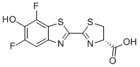 (4S)-2-(5,7-difluoro-6-hydroxy-1,3-benzothiazol-2-yl)-4,5-dihydro-1,3-thiazole-4-carboxylic acid molecular structure (CAS 1629896-95-2)