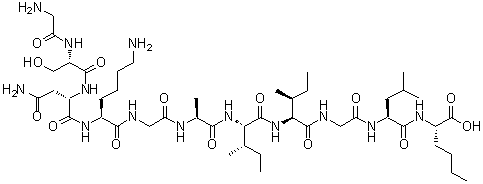N-[N-[N-[N-[N-[N-[N-[N2-[N2-(N-Glycyl-L-seryl)-L-asparaginyl]-L-lysyl]glycyl]-L-alanyl]-L-isoleucyl]-L-isoleucyl]glycyl]-L-leucyl]-L-norleucine molecular structure (CAS 163265-32-5)