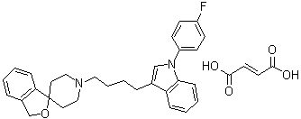 structure of CAS# 163630-79-3, 1'-[4-[1-(4-Fluorophenyl)-1H-indol-3-yl]butyl]-spiro[isobenzofuran-1(3H),4'-piperidine] (E)-2-butenedioate (1:1)