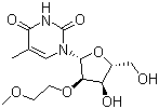 structure of CAS# 163759-49-7, 2'-O-(2-Methoxyethyl)-5-methyluridine;1-[(2R,3R,4R,5R)-4-hydroxy-5-(hydroxymethyl)-3-(2-methoxyethoxy)oxolan-2-yl]-5-methylpyrimidine-2,4-dione