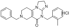 2,4,6,7,8,9-Hexahydro-4-[(2-methylphenyl)methyl]-7-(phenylmethyl)-imidazo[1,2-a]pyrido[3,4-e]pyrimidin-5(1H)-one hydrochloride (1:2) molecular structure (CAS 1638178-82-1)