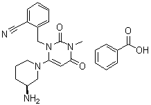 2-[[6-[(3S)-3-Amino-1-piperidinyl]-3,4-dihydro-3-methyl-2,4-dioxo-1(2H)-pyrimidinyl]methyl]benzonitrile benzoate (1:1) molecular structure (CAS 1638544-64-5)