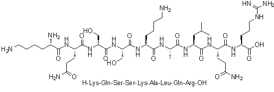 L-赖氨酰-L-谷氨酰胺酰-L-丝氨酰-L-丝氨酰-L-赖氨酰-L-丙氨酰-L-亮氨酰-L-谷氨酰胺酰-L-精氨酸分子结构 (CAS 164031-33-8)