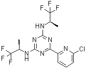 structure of CAS# 1644545-52-7, 6-(6-Chloro-2-pyridinyl)-N2,N4-bis[(1R)-2,2,2-trifluoro-1-methylethyl]-1,3,5-triazine-2,4-diamine