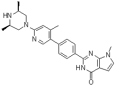 rel-2-[4-[6-[(3R,5S)-3,5-二甲基-1-哌嗪基]-4-甲基-3-吡啶基]苯基]-3,7-二氢-7-甲基-4H-吡咯并[2,3-d]嘧啶-4-酮分子结构 (CAS 1645286-75-4)