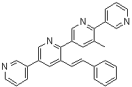 structure of CAS# 1651890-44-6, 3'-Methyl-3''-[(1E)-2-phenylethenyl]-3,2':5',2'':5'',3'''-quaterpyridine;5,6'-Di(pyridin-5-yl)-5'-methyl-3-((E)-2-phenylethenyl)-2,3'-bipyridine; MR 29072; Pyridoclax