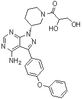 1-[(3R)-3-[4-Amino-3-(4-phenoxyphenyl)-1H-pyrazolo[3,4-d]pyrimidin-1-yl]-1-piperidinyl]-2,3-dihydroxy-1-propanone molecular structure (CAS 1654820-87-7)