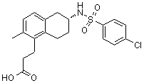 structure of CAS# 165538-40-9, Terutroban;(R)-6-[[(4-Chlorophenyl)sulfonyl]amino]-5,6,7,8-tetrahydro-2-methyl-1-naphthalenepropanoic acid; Triplion