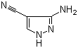 structure of CAS# 16617-46-2, 3-Amino-4-pyrazolecarbonitrile;5-Aminopyrazole-4-carbonitrile; 5-Amino-4-cyanopyrazole; 3-Aminopyarazole-4-carbonitrile