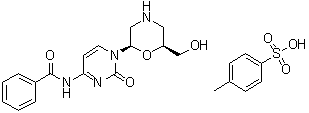(2R-顺式)-N-[1,2-二氢-1-[6-(羟基甲基)-2-吗啉基]-2-氧代-4-嘧啶基]-苯甲酰胺单(4-甲基苯磺酸)盐分子结构 (CAS 166239-52-7)
