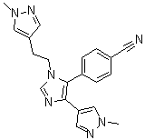 4-[4-(1-Methyl-1H-pyrazol-4-yl)-1-[2-(1-methyl-1H-pyrazol-4-yl)ethyl]-1H-imidazol-5-yl]benzonitrile molecular structure (CAS 1665195-94-7)