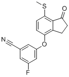 结构式 CAS# 1672665-69-8, 3-氟-5-{[7-(甲基硫烷基)-1-氧代-2,3-二氢-1H-茚-4-基]氧基}苯甲腈