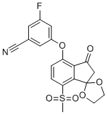 3-Fluoro-5-((7-(methylsulfonyl)-3-oxo-2,3-dihydrospiro[indene-1,2'-[1,3]dioxolan]-4-YL)oxy)benzonitrile molecular structure (CAS 1672668-41-5)