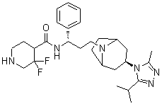 3,3-Difluoro-N-[(1S)-3-[(3-exo)-3-[3-methyl-5-(1-methylethyl)-4H-1,2,4-triazol-4-yl]-8-azabicyclo[3.2.1]oct-8-yl]-1-phenylpropyl]-4-piperidinecarboxamide molecular structure (CAS 1673575-95-5)