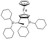 结构式 CAS# 167416-28-6, (1R)-1-(二环己基膦)-2-[(1R)-1-(二环己基膦)乙基]二茂铁