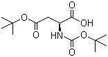 叔丁氧羰基-L-天冬氨酸-4-叔丁酯分子结构 (CAS 1676-90-0)