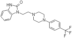 结构式 CAS# 167933-07-5, 氟立班丝氨; 3-[2-[4-[4-(三氟甲基)苯基]哌嗪-1-基]乙基]-1H-苯并咪唑-2-酮