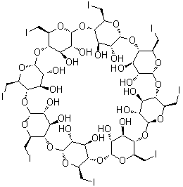 structure of CAS# 168296-33-1, 6A,6B,6C,6D,6E,6F,6G,6H-Octadeoxy-6A,6B,6C,6D,6E,6F,6G,6H-octaiodo-gamma-cyclodextrin