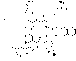 N-Acetyl-L-norleucyl-L-alpha-aspartyl-L-histidyl-3-(2-naphthalenyl)-D-alanyl-L-arginyl-L-tryptophyl-L-lysinamide (2→7)-lactam molecular structure (CAS 168482-23-3)