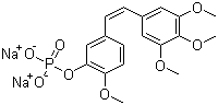 结构式 CAS# 168555-66-6, 考布他丁 A-4 磷酸二钠盐; 2-甲氧基-5-[(1Z)-2-(3,4,5-三甲氧基苯基)乙烯基]苯酚磷酸酯二钠盐
