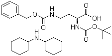 structure of CAS# 16947-89-0, N-Boc-N'-Cbz-L-2,4-diaminobutyric acid dicyclohexylamine salt;(2S)-2-[[(1,1-Dimethylethoxy)carbonyl]amino]-4-[[(phenylmethoxy)carbonyl]amino]butanoic acid  dicyclohexylamine salt
