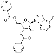 结构式 CAS# 169516-55-6, 4-氯-7-(3,5-二-O-苯甲酰基-2-脱氧-2-氟-beta-D-阿拉伯呋喃糖基)-7H-吡咯并[2,3-d]嘧啶