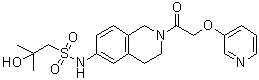 结构式 CAS# 1698878-14-6, 2-羟基-2-甲基-N-[1,2,3,4-四氢-2-[2-(3-吡啶基氧基)乙酰基]-6-异喹啉基]-1-丙烷磺酰胺