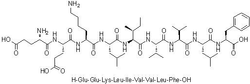 L-alpha-Glutamyl-L-alpha-glutamyl-L-lysyl-L-leucyl-L-isoleucyl-L-valyl-L-valyl-L-leucyl-L-phenylalanine molecular structure (CAS 169896-35-9)