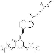 (1alpha,3beta,5E,7E)-1,3-Bis[[(1,1-dimethylethyl)dimethylsilyl]oxy]-9,10-secochola-5,7,10(19)-triene-24-carboxylic acid ethyl ester molecular structure (CAS 169900-32-7)