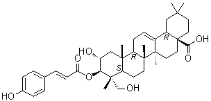 (2alpha,3beta,4alpha)-2,23-Dihydroxy-3-[[(2E)-3-(4-hydroxyphenyl)-1-oxo-2-propen-1-yl]oxy]-olean-12-en-28-oic acid molecular structure (CAS 171864-20-3)