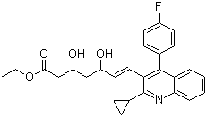 结构式 CAS# 172336-32-2, (E)-3,5-二羟基-7-[2-环丙基-4-(4-氟苯基)-3-喹啉基]庚-6-烯酸乙酯