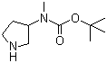 结构式 CAS# 172478-00-1, 3-N-Boc-N-甲基氨基吡咯烷; 3-(N-叔丁氧羰基-N-甲基氨基)吡咯烷; 3-(N-Boc)甲胺基氮杂环戊烷