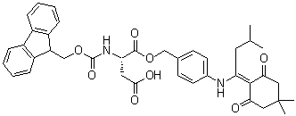 结构式 CAS# 172611-77-7, N-[芴甲氧羰基]-L-天冬氨酸 1-[[4-[[1-(4,4-二甲基-2,6-二氧代环己基亚基)-3-甲基丁基]氨基]苯基]甲基]酯