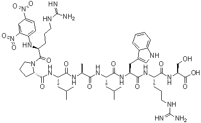 结构式 CAS# 172666-82-9, N2-(2,4-二硝基苯基)-L-精氨酰-L-脯氨酰-L-亮氨酰-L-丙氨酰-L-亮氨酰-L-色氨酰-L-精氨酰-L-丝氨酸