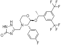 structure of CAS# 172822-28-5, [2S-[2alpha(S*),3beta]]-5-[[2-[1-[3,5-Bis(trifluoromethyl)phenyl]ethoxy]-3-(4-fluorophenyl)-4-morpholinyl]methyl]-1,2-dihydro-3H-1,2,4-triazol-3-one