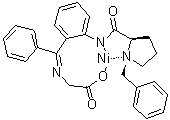 (SP-4-4)-[N-[Phenyl[2-[[[(1S,2R)-1-(phenylmethyl)-2-pyrrolidinyl]carbonyl]amino]phenyl]methylene]glycinato]nickel molecular structure (CAS 172924-51-5)