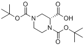 (R)-1,4-Bis(tert-butoxycarbonyl)piperazine-2-carboxylic acid molecular structure (CAS 173774-48-6)